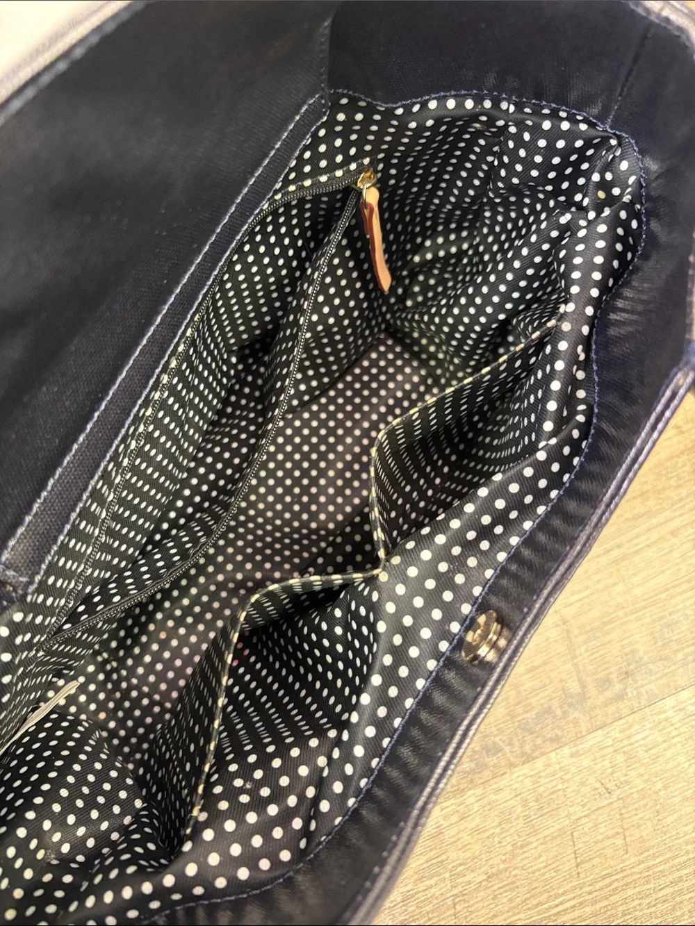 Kate Spade New York Fulton Street Satchel Black & Tan Leather Handle Tote